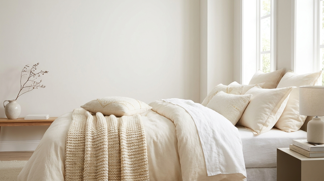Cama tendida con blancos Blancos Samantha